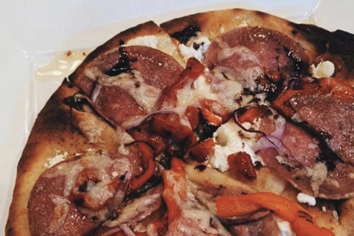 An artisanal flatbread at Capone's Speakeasy