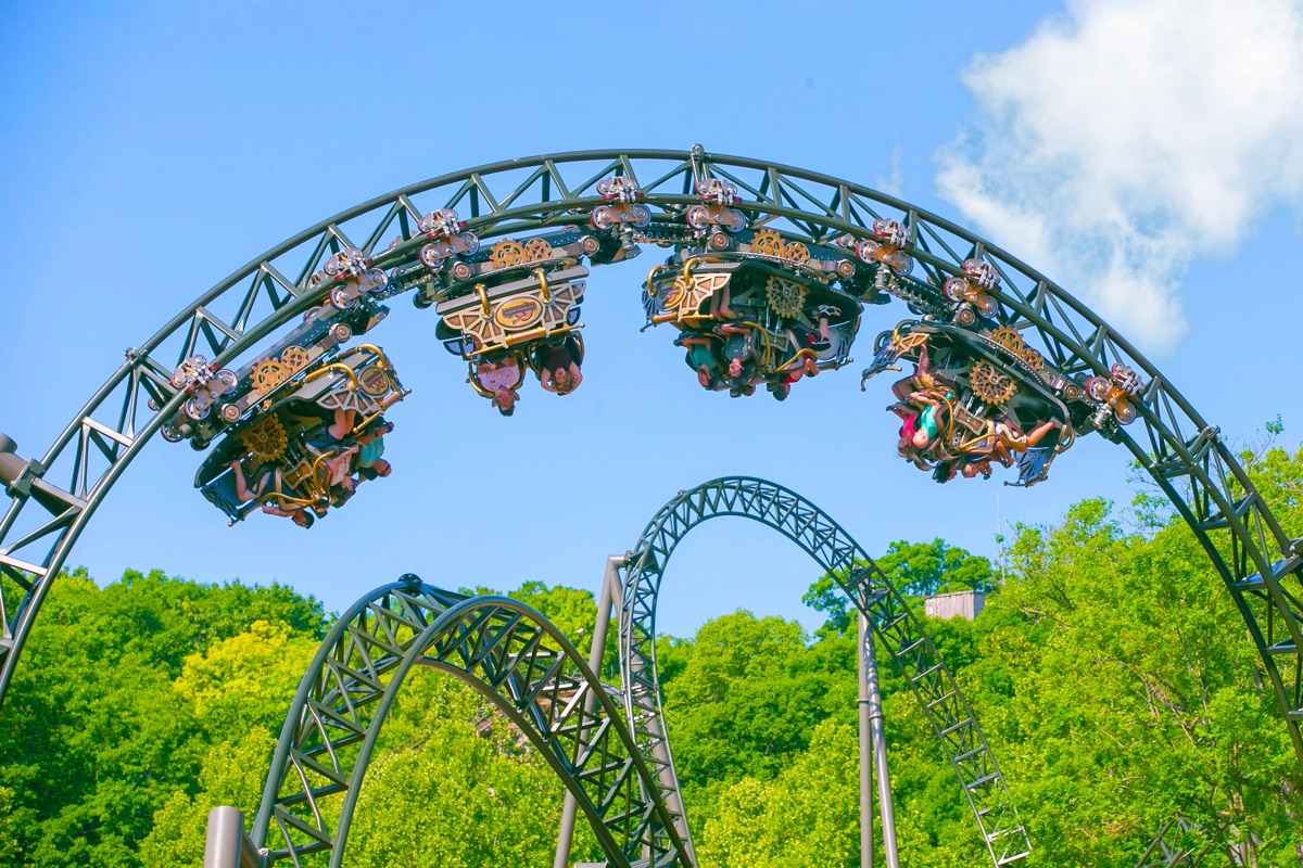 Time Traveler spinning coaster at Silver Dollar City