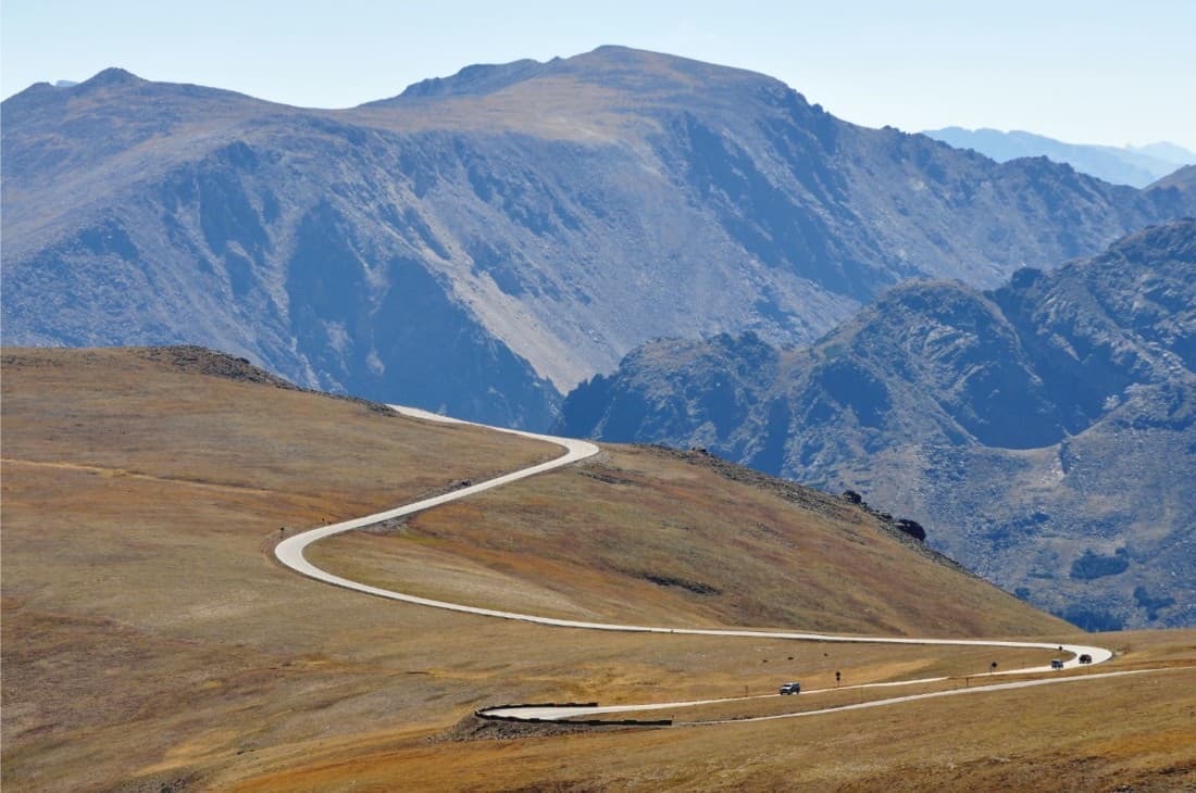 Trail Ridge Road winding through alpine tundra